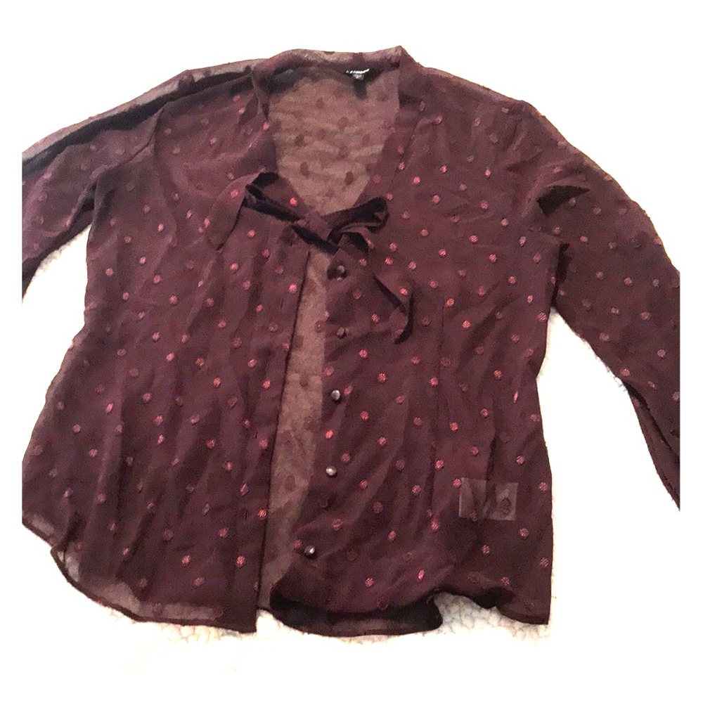 See through wine color blouse